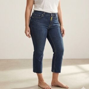 Dj&C Jeans Blue Ankle Cropped Denim Straight Leg Raw Hem Stretch - Size 30